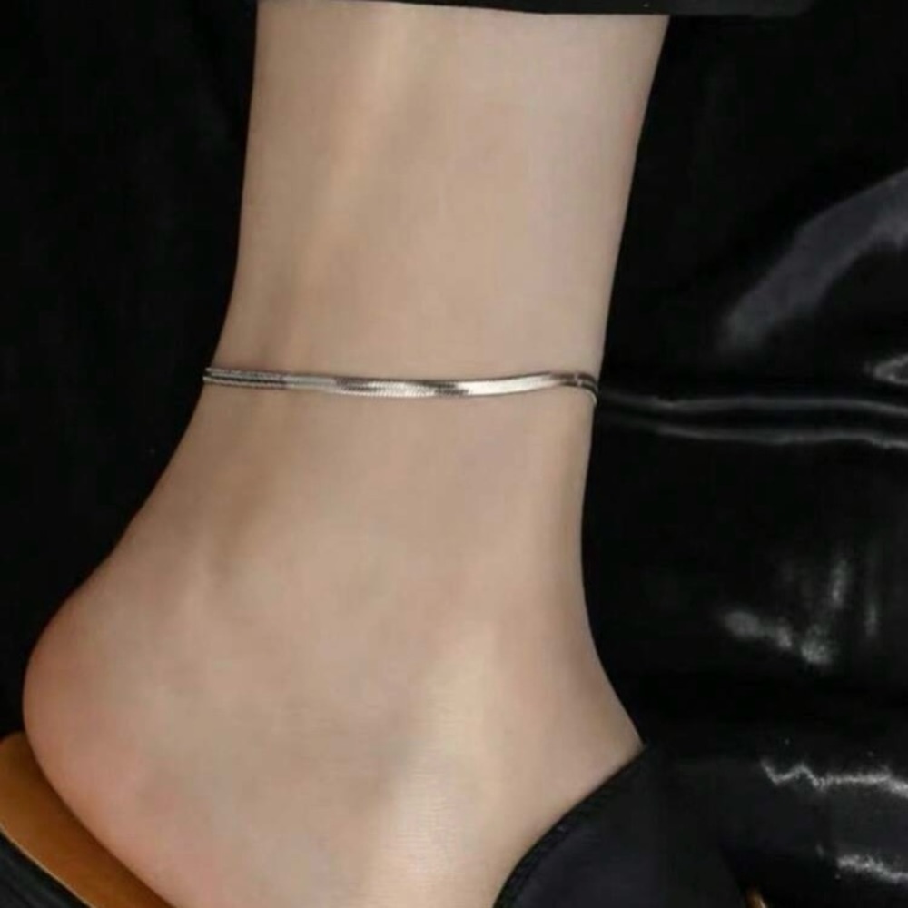 Silver Snake Chain Anklet - Picture 5 of 6
